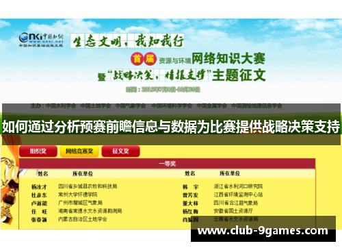 如何通过分析预赛前瞻信息与数据为比赛提供战略决策支持